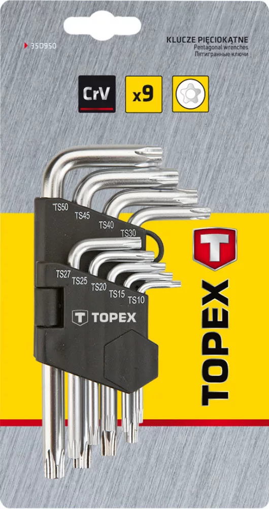 Topex Torxkulcs készlet lyukas 9 darabos