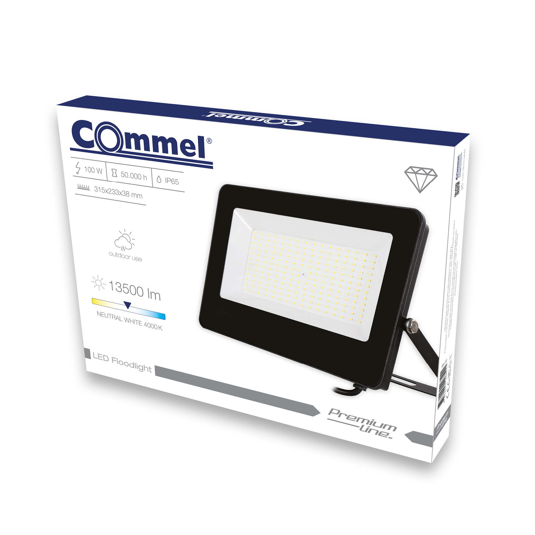 COMMEL LED reflektor Premium 100W NW 4000K 13500lm IP65